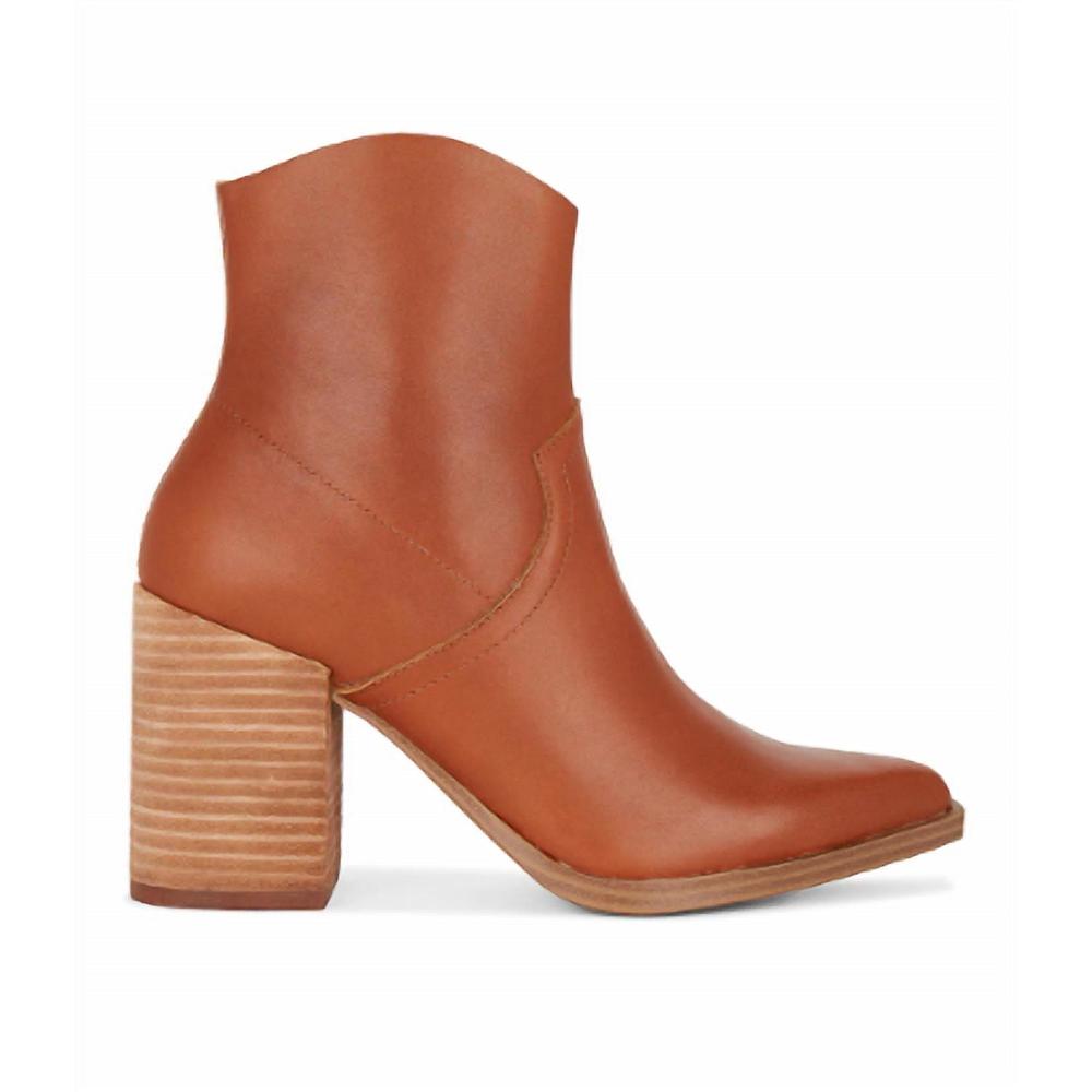 NEW STEVE MADDEN cate leather bootie in cognac